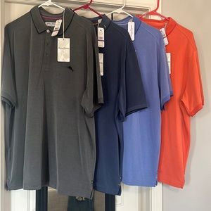Four brand new Tommy Bahama island sport pol black/grey navy sky blue and coral